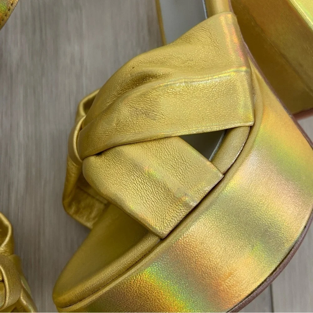 Revolve Chelsea Paris Zasa Platform Sandal in Gold Holo Size 38
